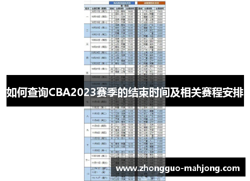 如何查询CBA2023赛季的结束时间及相关赛程安排